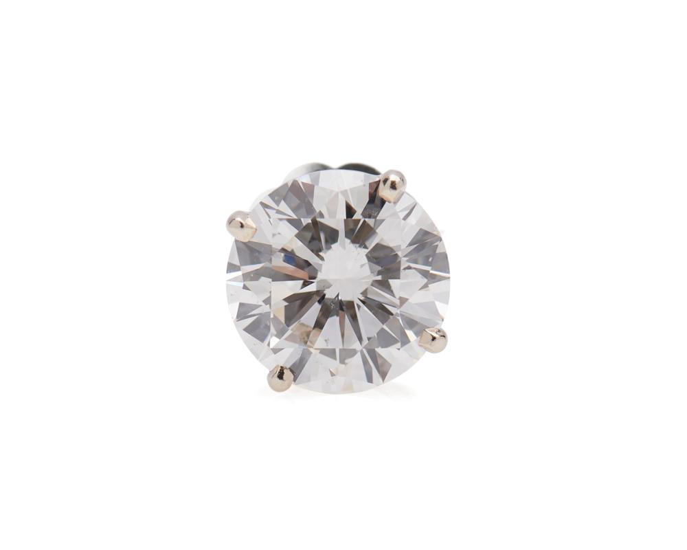 Appraisal: Platinum and Diamond Stud Earring four-prong basket-set centering a round