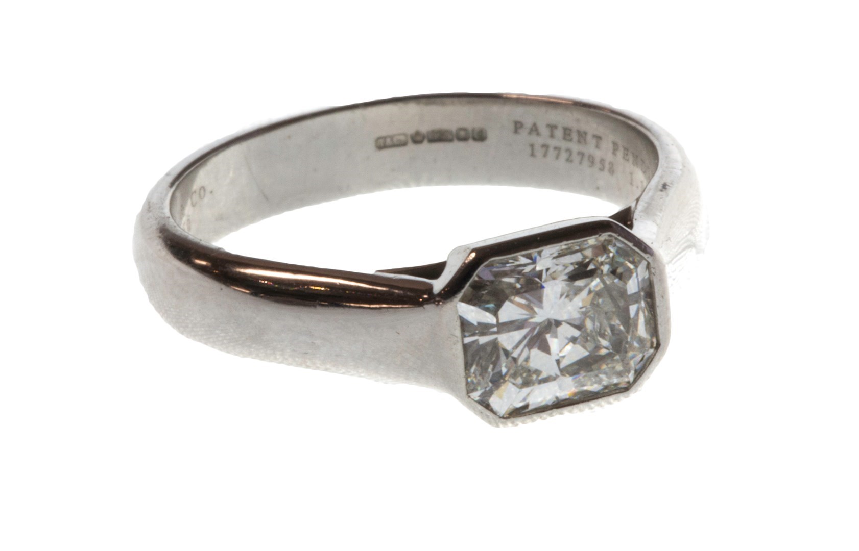 Appraisal: A Tiffany Co platinum and diamond set single stone ring