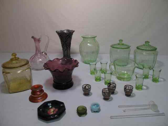 Appraisal: Group lot assorted glass depression carnival amethyst and more Includes