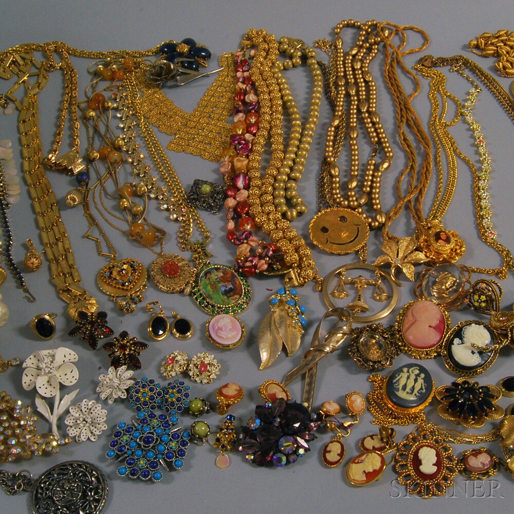 Appraisal: Miscellaneous Group of Costume Jewelry including plastic cameos floral jewelry