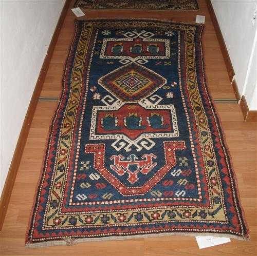 Appraisal: GENDJE old Dark blue ground with an elongated medallion geometrically