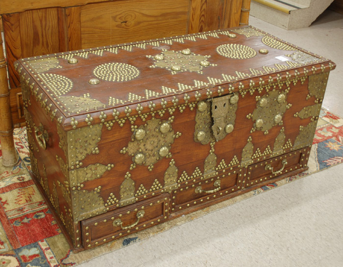 Appraisal: MOROCCAN OR ZANZIBAR DOWER CHEST th century the hinged lid