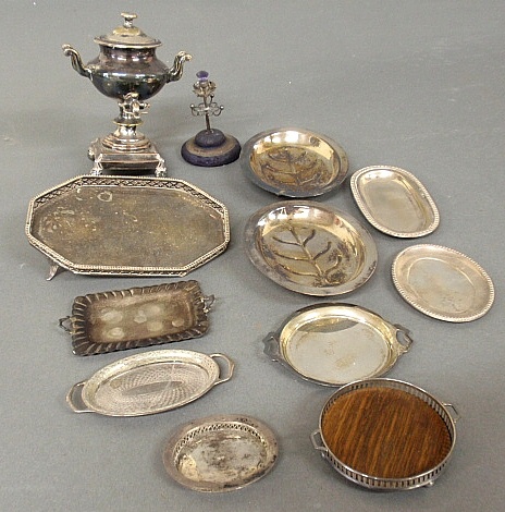 Appraisal: - Ten miniature sterling silver and silverplate serving trays platters