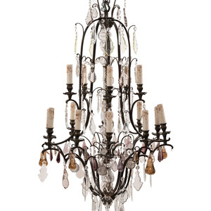 Appraisal: A French Gilt Bronze and Cut Glass Sixteen-Light Chandelier Late