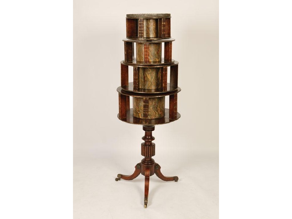 Appraisal: A GEORGE III STYLE REVOLVING TIERED BOOKCASE the upper circular