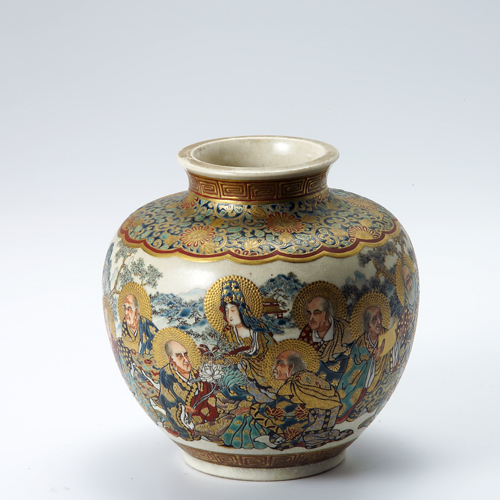 Appraisal: Satsuma vase from the th c Japan Finely painted kwannon