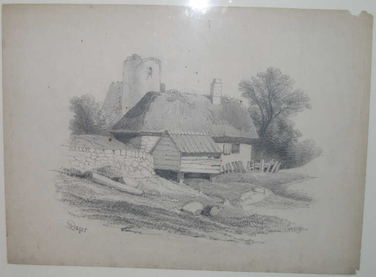 Appraisal: EDWARD SEAGER AMERICAN - Cottage pencil on paper signed lower