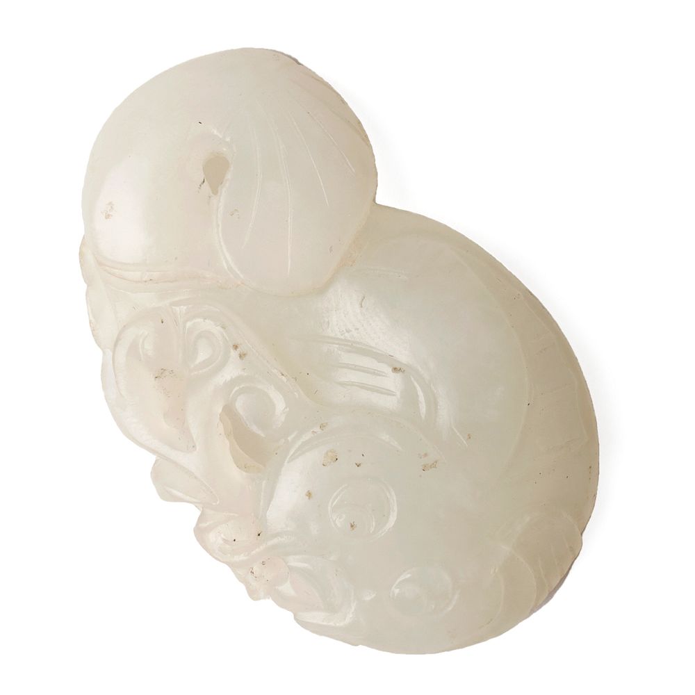 Appraisal: Chinese White Jade Carp Carving Chinese white jade carving of