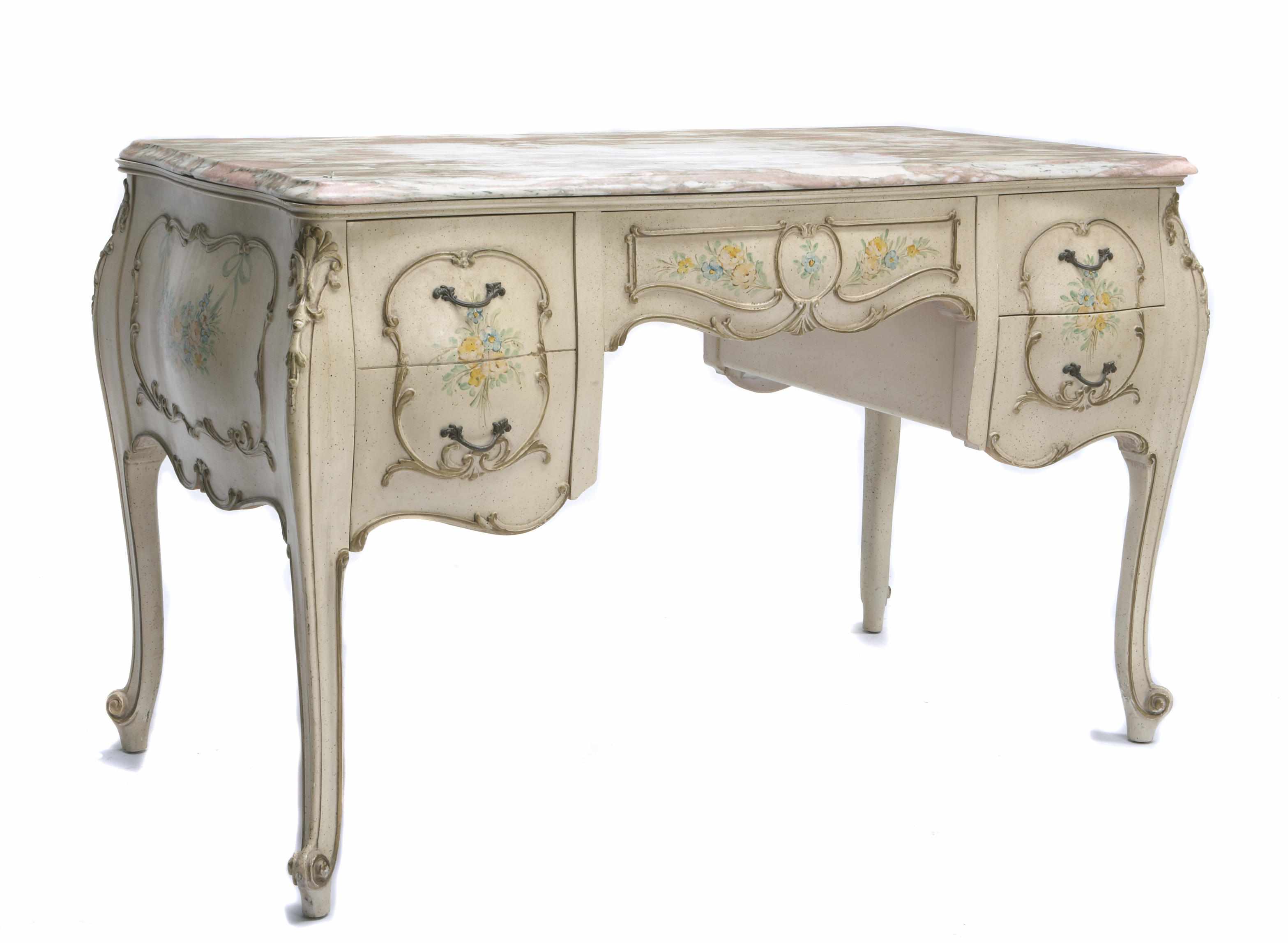 Appraisal: A Rococo style paint decorated dressing table height in width