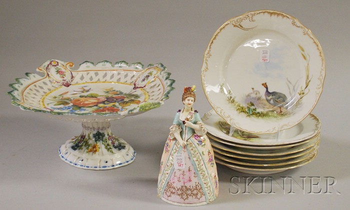 Appraisal: Meissen-style Porcelain Figural Bell an Italian Hand-painted Floral Tin Glazed