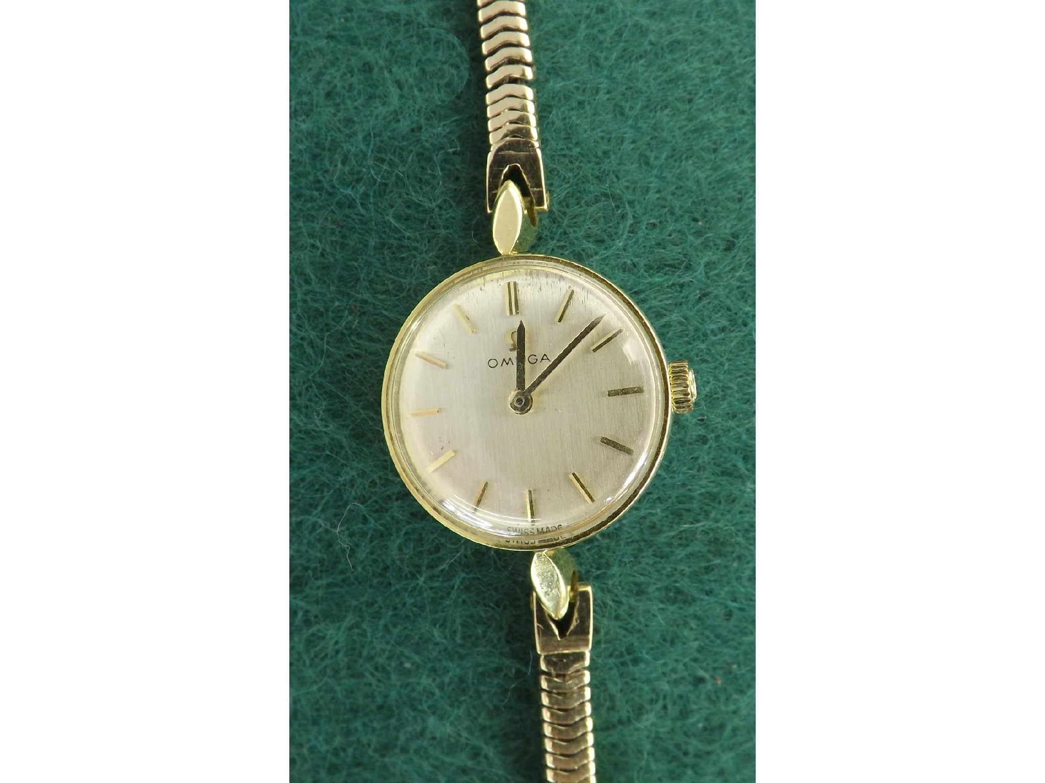 Appraisal: Omega ct lady's bracelet watch circa silvered dial with baton