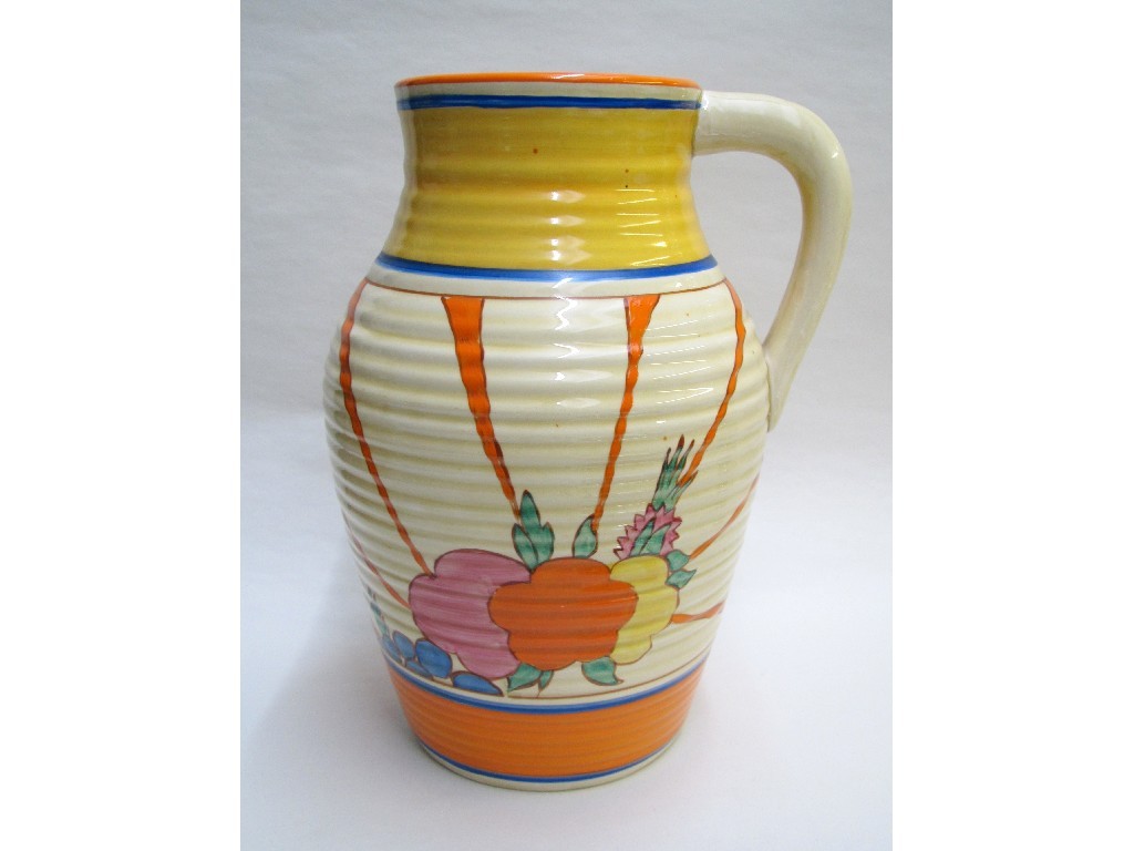 Appraisal: A Clarice Cliff Fantasque Bizarre Isis jug painted with Fruitburst