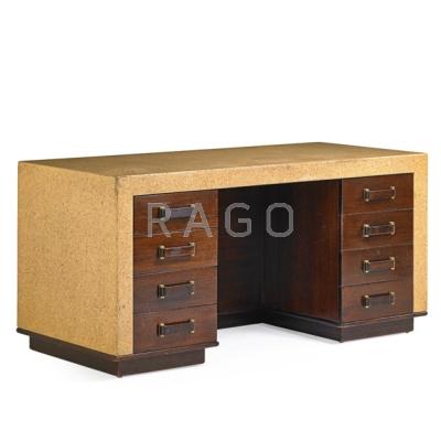 Appraisal: PAUL FRANKL - JOHNSON FURNITURE CO Double-pedestal desk USA s