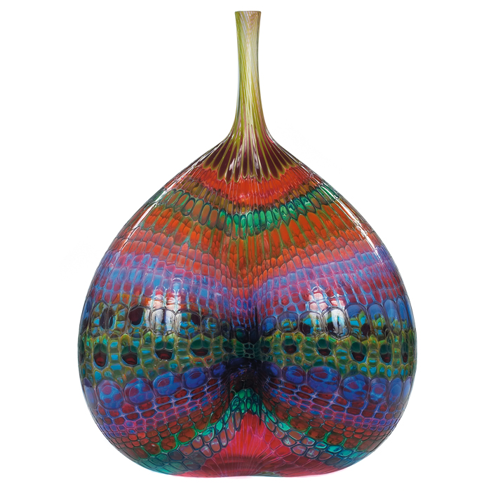 Appraisal: Large Stephen Rolfe Powell art glass ''Teaser'' vase large double-lobed