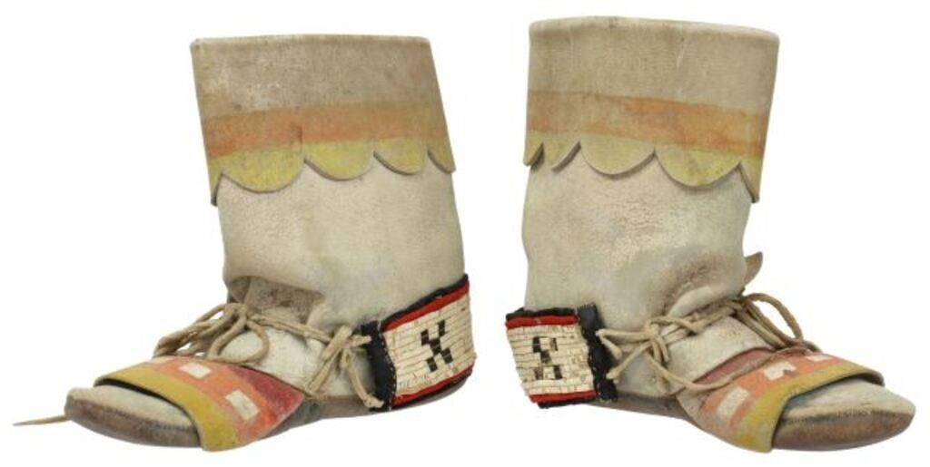 Appraisal: Native American hide dance moccasins Hopi Pueblo c s accented