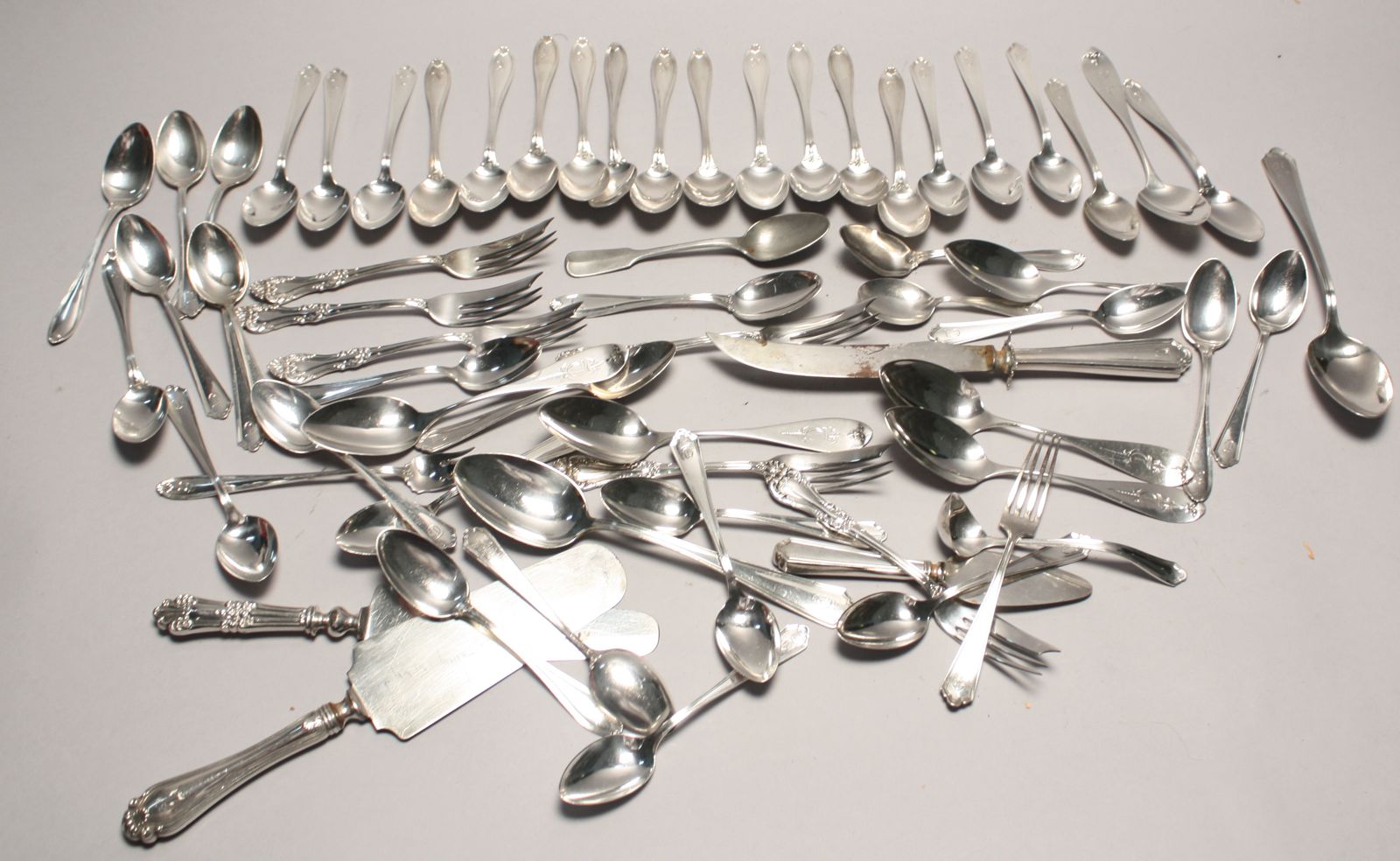 Appraisal: LOT OF STERLING SILVER AND SILVER PLATED FLATWARE By various