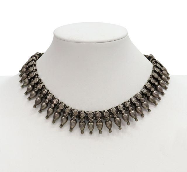 Appraisal: Silver content unknown bib choker necklace Rajasthan India clasp marked