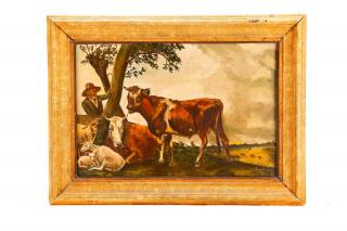 Appraisal: Continental Landscape with Cows Signed Continental School Landscape with Cows