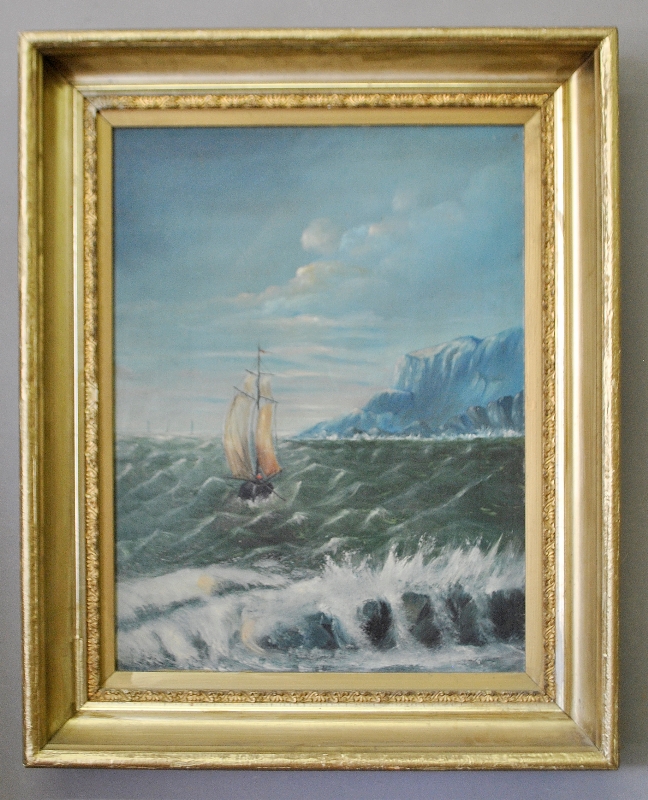 Appraisal: - Oil on board painting of a sailboat late th