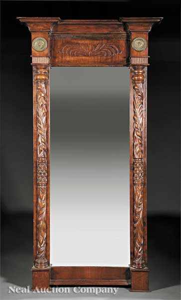 Appraisal: An American Classical Carved Mahogany Mirror early th c cove-molded