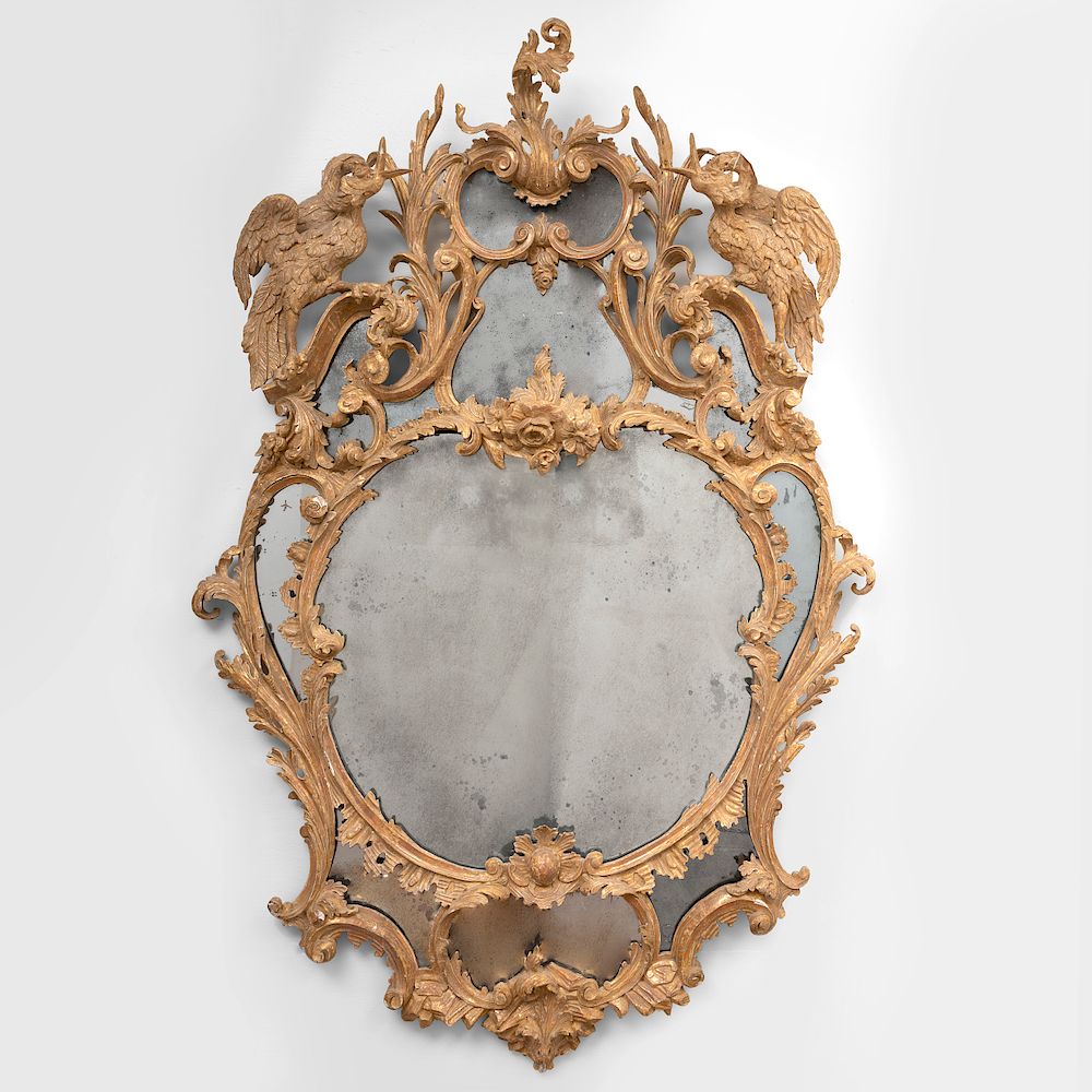 Appraisal: An Extraordinarily Fine and Unusual George III Cartouche-Shaped Giltwood Mirror