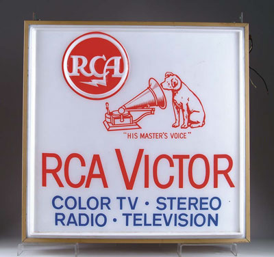 Appraisal: RCA VICTOR ILLUMINATED SIGN Contemporary Anodized aluminum housing with molded