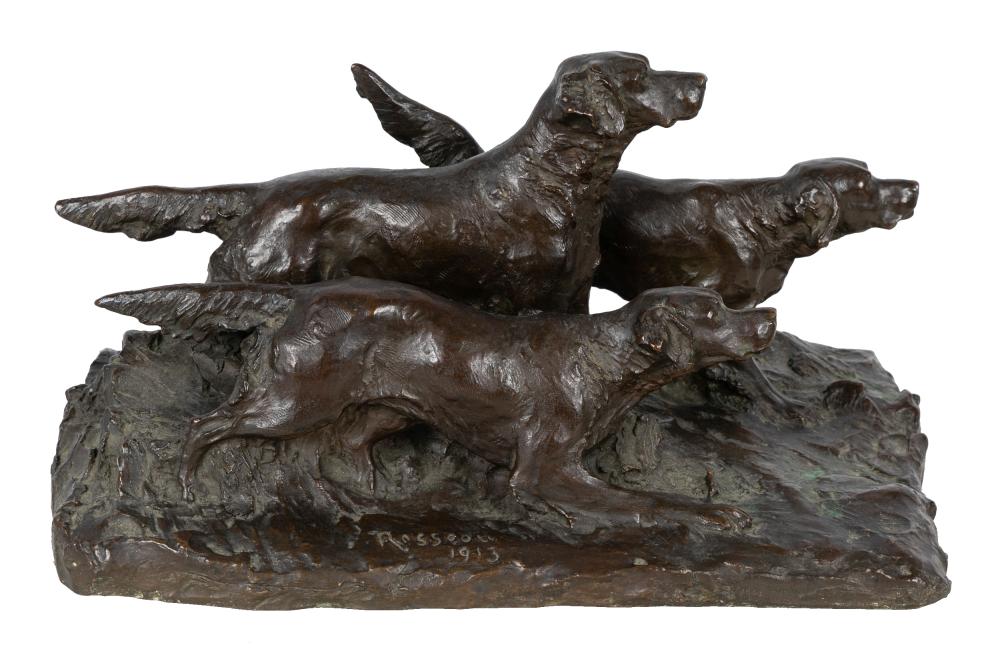 Appraisal: PERCIVAL LEONARD ROSSEAU - THREE SETTERSbronze with brown patination signed