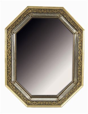 Appraisal: A th century giltwood and ebonised octagonal wall mirror with