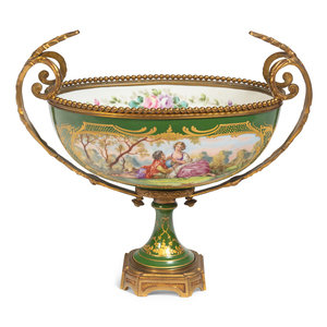 Appraisal: A S vres Style Gilt Bronze Mounted Porcelain Centerpiece th