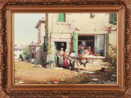 Appraisal: Noel Harry Leaver British - ITALIAN FRUIT SHOP watercolor framed