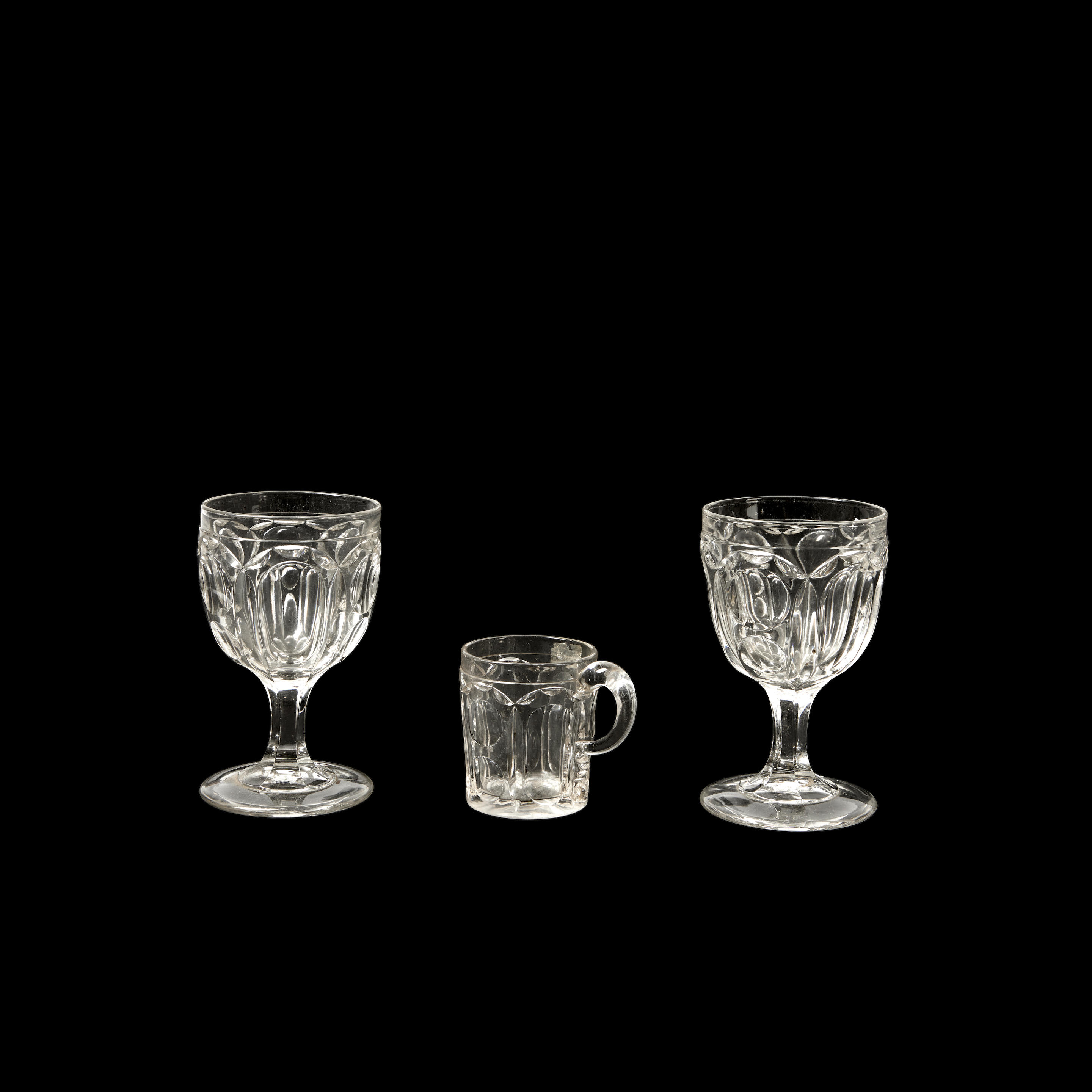 Appraisal: Three Pieces of Early American Colorless Washington Pressed Glass Drinkware