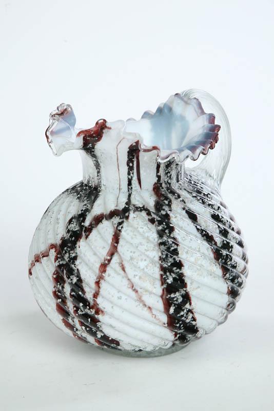 Appraisal: ART GLASS BALL PITCHER Vasa Murrhina with a white body