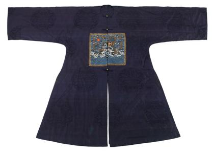 Appraisal: Chinese midnight blue gauze pufu outer robe th century