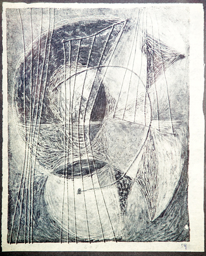 Appraisal: HARRY BERTOIA Monoprint on rice paper Human Image vertical abstract