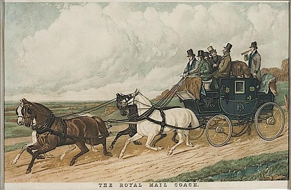 Appraisal: THE ROYAL MAIL COACH COLOR LITHOGRAPH English th century in