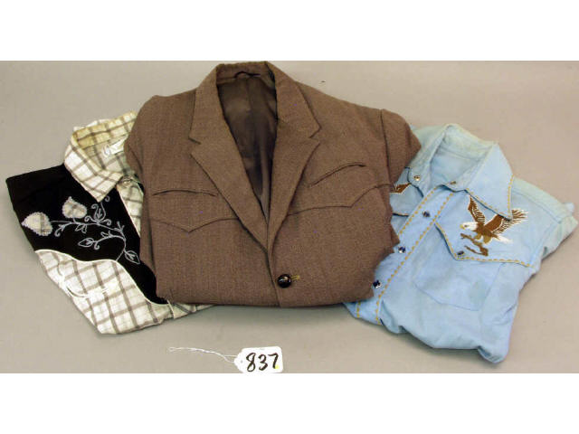 Appraisal: Collection of vintage western performers shirts and suit showing slight