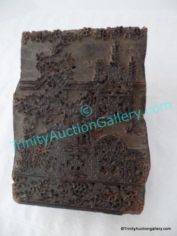 Appraisal: Hand Carved Wooden Fabric Textile Large Stamp Stamp design resembles