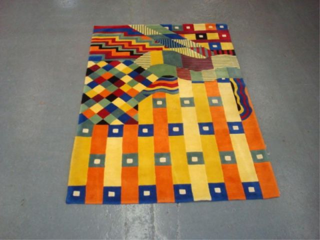 Appraisal: Vintage modernist colorful wool carpet From a Manhattan estate Possibly