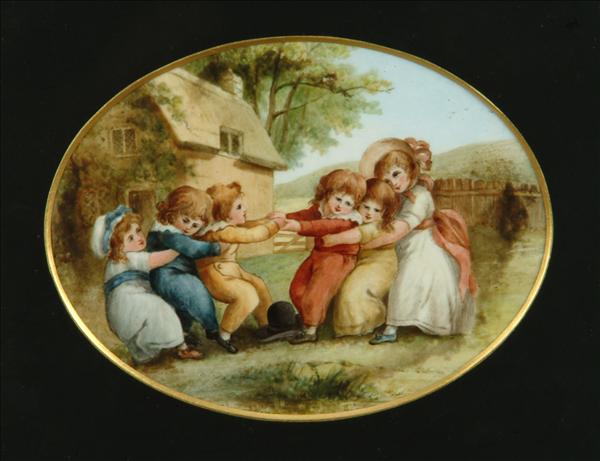 Appraisal: A pair of English porcelain framed plaques painted in the