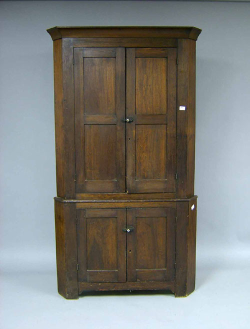 Appraisal: Pine and poplar -part corner cupboard th c h w