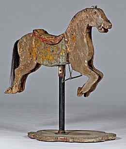 Appraisal: Early Carousel Horse with Stand Early th century a polychrome