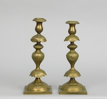 Appraisal: Pair of Brass Candlesticks from Warsaw Poland ca th Century