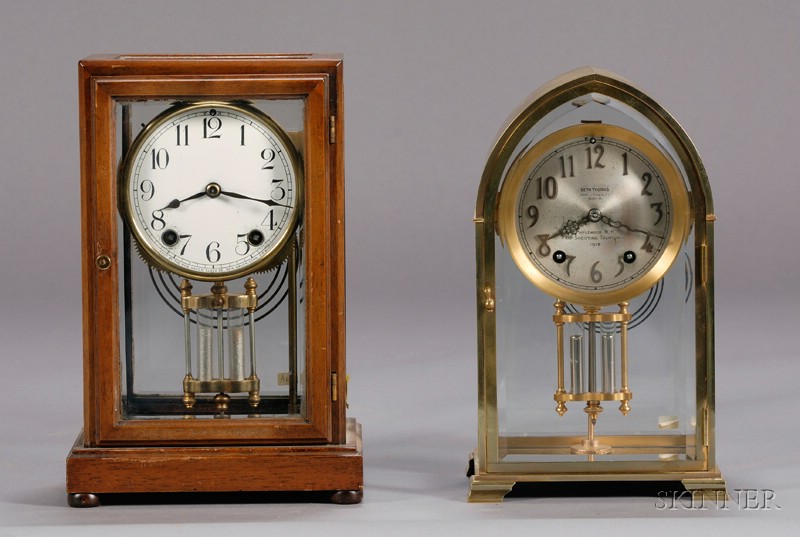 Appraisal: Two Crystal Regulator Clocks by New Haven and Seth Thomas