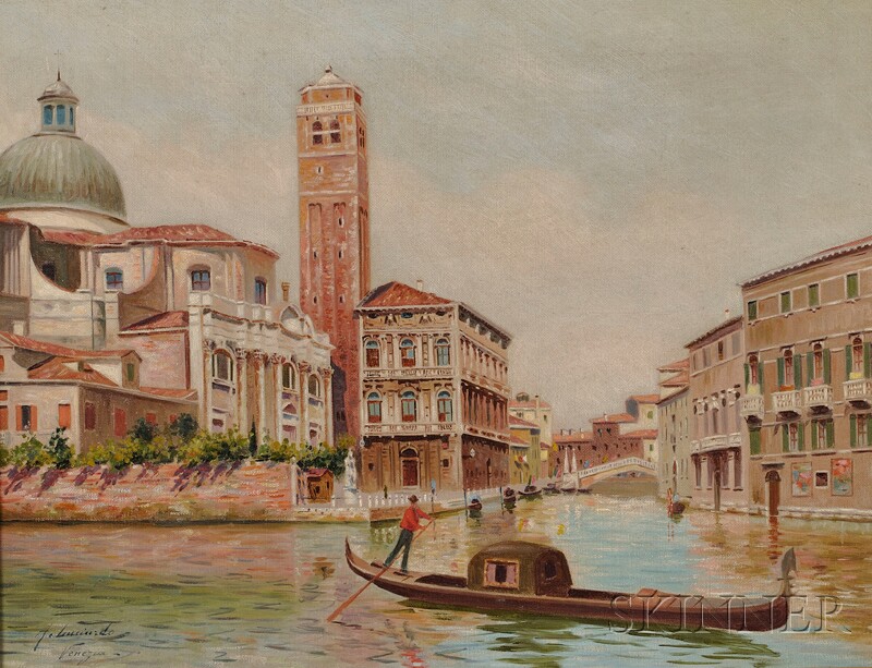 Appraisal: Italian School th Century Canal View Venice Signed and inscribed