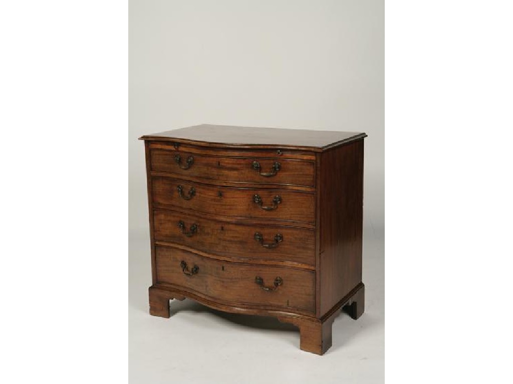 Appraisal: A GEORGE III MAHOGANY SERPENTINE FRONTED CHEST OF DRAWERS the