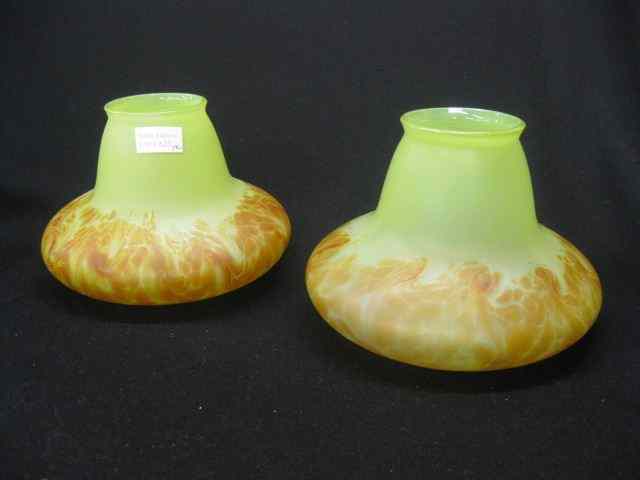 Appraisal: Pair of Loetz Style Art Glass Vases mottled orange with