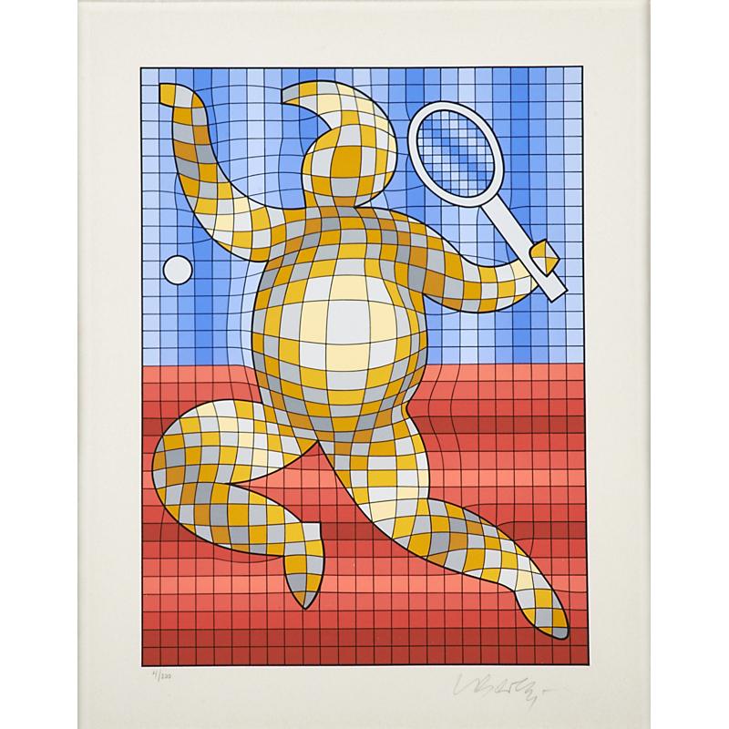 Appraisal: VICTOR VASARELY Hungarian - Condition Report Tennis sheet sandwiched between