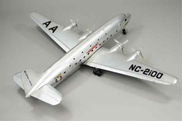 Appraisal: MARX AMERICAN AIRLINES Pressed steel painted in silver four prop