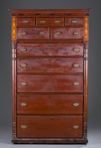 Appraisal: Custom Chest of Drawers Mahogany with laminate mahogany veneers Five