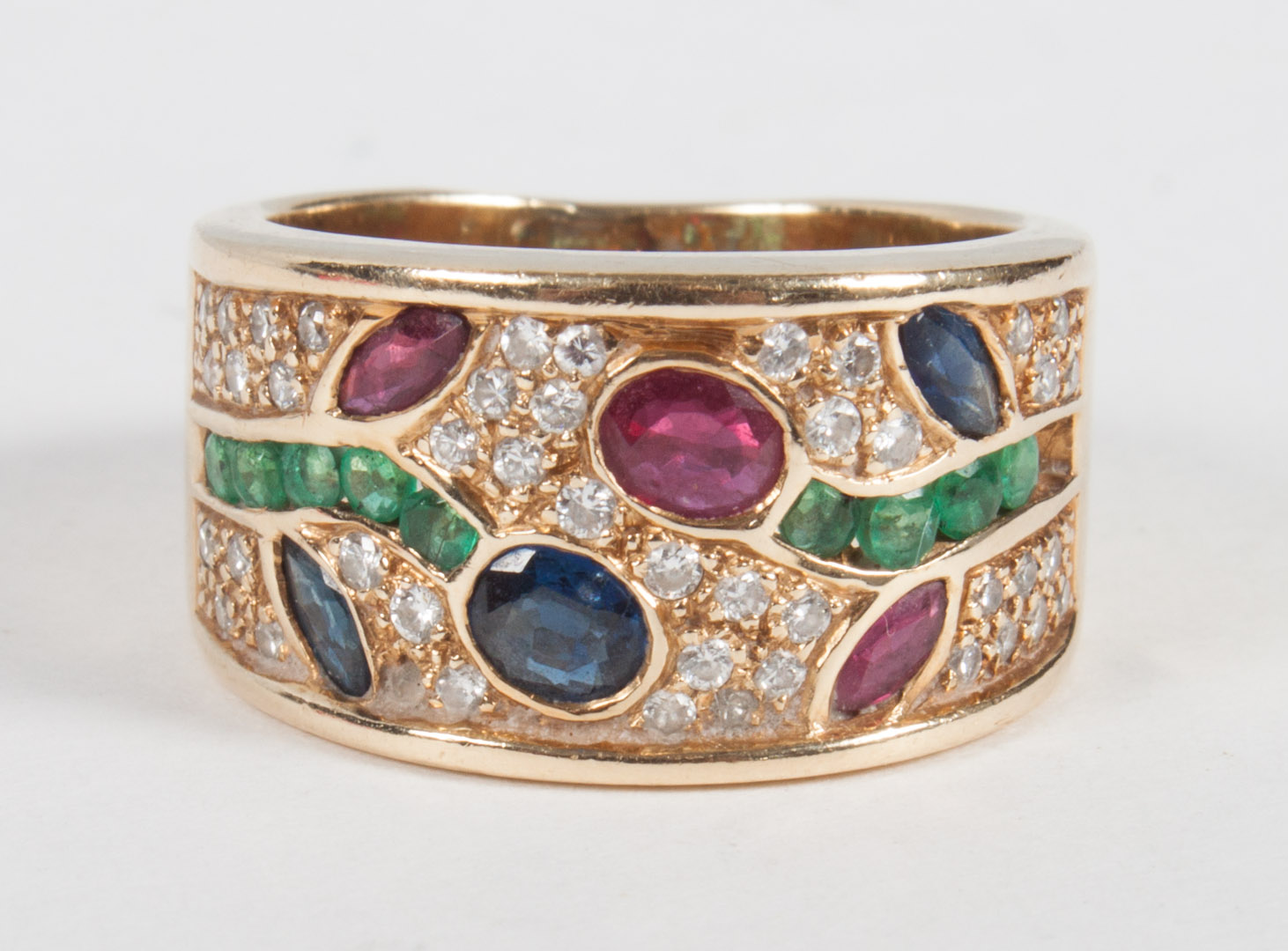 Appraisal: Lady's K gold and multi-gemstone ring emeralds rubies and sapphires